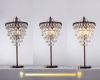 TOCHIC 3 Lights Crystal Table Lamp for Living Room, Bedside